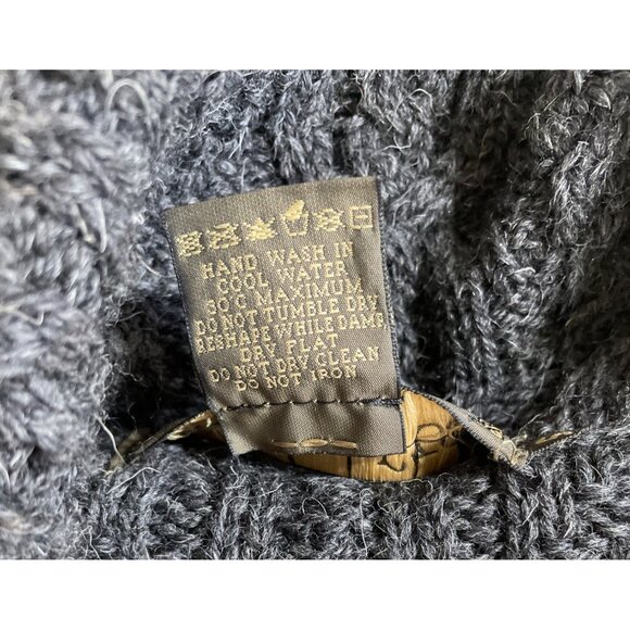 Irish Crafts Gray Cable Knit Long Button Up Cardigan Sweater Womens Size Small - Picture 9 of 9